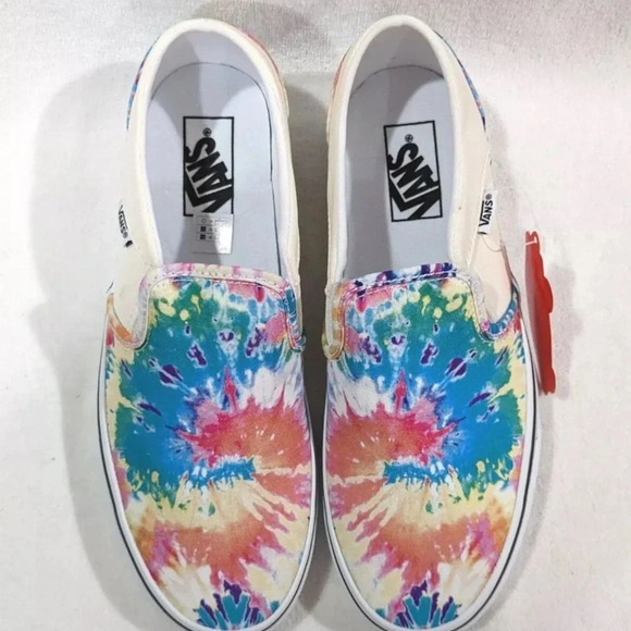 Vans Asher Rainbow Tie Dye Canvas Slip On Skate Shoes NWB - Picture 5 of 9